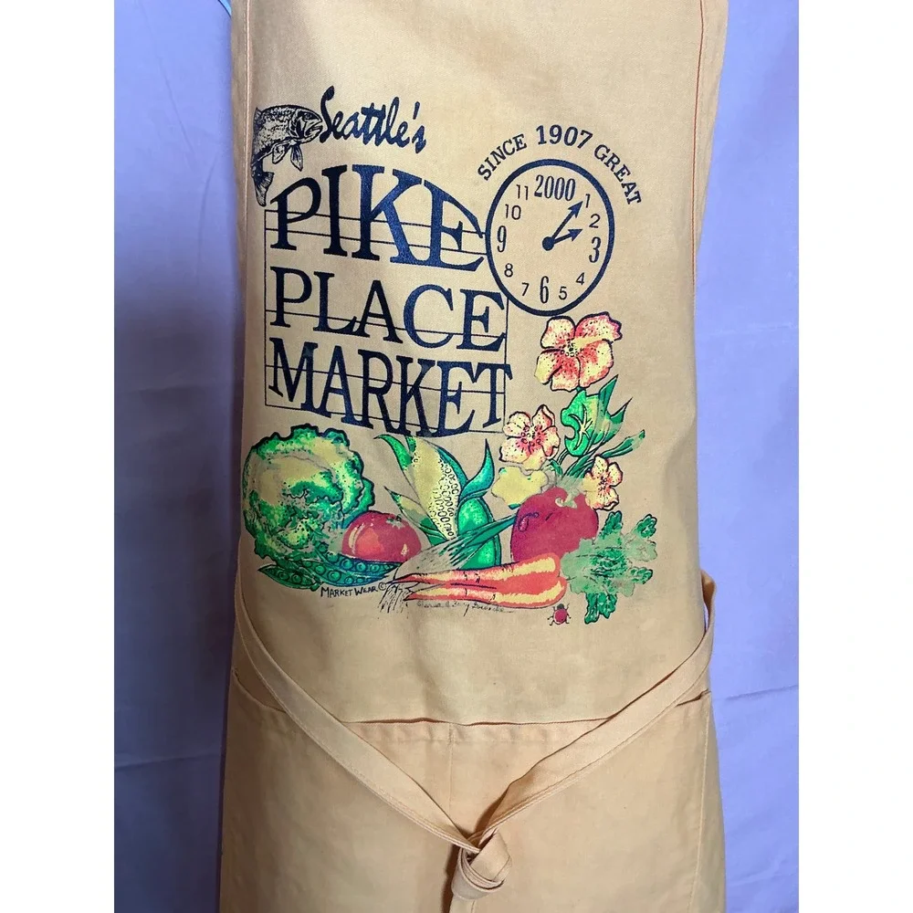 Fame Fabrics Seattle Pike Place Market Apron Unisex OS Yellow Good Graphic USA